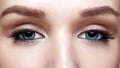 Closeup macro shot of blue human woman eye Royalty Free Stock Photo