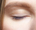 Closeup macro shot of closed human female eye Royalty Free Stock Photo