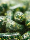 closeup macro shot of edible capsules with pills Royalty Free Stock Photo