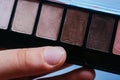 Closeup macro shot of eyeshadow palette - concept of makeup