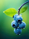 Closeup macro shot of healthy blueberries on a branch in green background Royalty Free Stock Photo