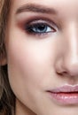 Closeup macro shot of human woman face Royalty Free Stock Photo