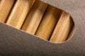 Closeup macro shot of pencils through a pencil case hole Royalty Free Stock Photo