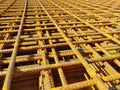 Closeup macro shot of rebar scaffolding - concept of construction
