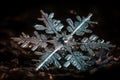 Closeup macro shot of a transparent snowflake. Generative AI Royalty Free Stock Photo