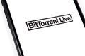 Closeup macro smartphone with BitTorrentLIVE logo