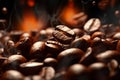 Closeup magic coffee beans take flight, creating a captivating spectacle