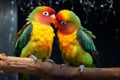 Closeup magic Colorful and beautiful love birds captivate the eye