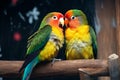 Closeup magic Colorful and beautiful love birds captivate the eye