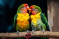 Closeup magic Colorful and beautiful love birds captivate the eye