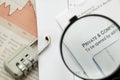 Closeup of magnifying glass on security Royalty Free Stock Photo