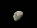 Closeup of the majestic half moon rising against a moonlit night sky