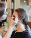 Closeup of a makeup artist applying makeup Royalty Free Stock Photo