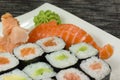 Closeup of maki and nigiri sushi