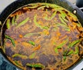 Closeup of making mixed pickle at home