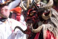 Closeup of a male dancer with traditional mask in Pujili Ecuador