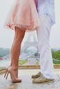 Closeup of male and female legs during a date Royalty Free Stock Photo