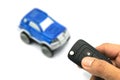 Right hand holding remote control car key for business concept Royalty Free Stock Photo