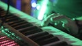 Closeup Of Male Hands Playing Piano. Man Playing The Synthesizer Keyboard. Man Plays Music Keyboard. Musician Plays