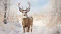 Closeup of a male white tail deer in the snow Royalty Free Stock Photo