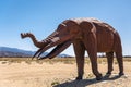 Closeup of mammoth statue in desert, Borrego Springs, CA, USA