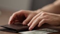 closeup man counting money in brown leather wallet Royalty Free Stock Photo