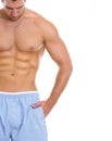 Closeup on man with great abdominal muscles Royalty Free Stock Photo