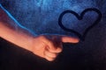 Closeup of man hand draw heart Royalty Free Stock Photo