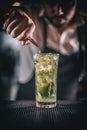 Man hands pouring alcoholic drink Royalty Free Stock Photo