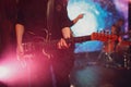 Closeup of a man hands strumming electric guitar Royalty Free Stock Photo