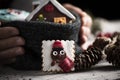 Man with christmas cookies in his hands