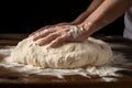 closeup of man\'s hands making dough side view