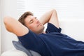 Closeup of man sleeping at home Royalty Free Stock Photo