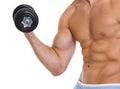 Closeup on man workout biceps with dumbbell Royalty Free Stock Photo