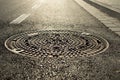 Closeup of a manhole cover