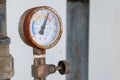 Closeup of manometer, measuring gas pressure. Royalty Free Stock Photo