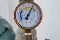 Closeup of manometer, measuring gas pressure. Royalty Free Stock Photo