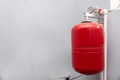 Closeup of manometer, pipes and faucet valves of heating system in a boiler room Royalty Free Stock Photo