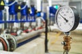 Manometer pipes and valve in water pump station Royalty Free Stock Photo