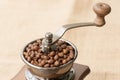 Closeup manual coffee grinder