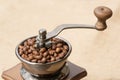 Closeup manual coffee grinder