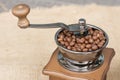 Closeup manual coffee grinder