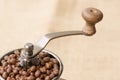 Closeup manual coffee grinder