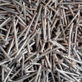 Closeup of many iron nails