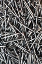 Closeup of many iron nails