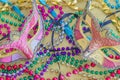 Closeup of Mardi Gras Masks and Beads