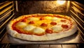 Closeup of a Margherita Pizza in an Electric Oven - Generative Ai