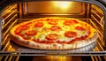 Closeup of a Margherita Pizza in an Electric Oven - Generative Ai