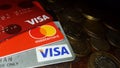 Closeup of Mastercard VISA card