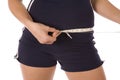 Closeup measuring waist Royalty Free Stock Photo